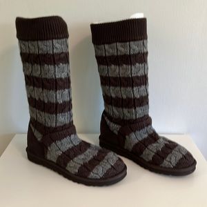 Ugg classic tall cable knit stripe boots.